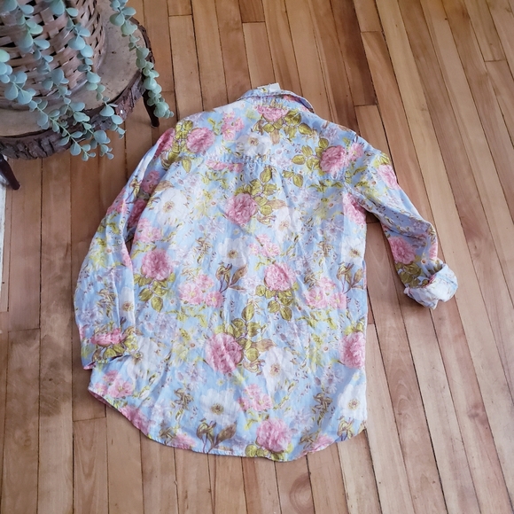 JOIE NWT Floral Button-Up Linen Blouse - S - Picture 10 of 10